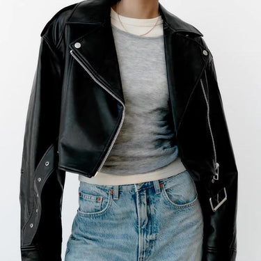 Marcus Faux Leather Belt Cropped Jacket