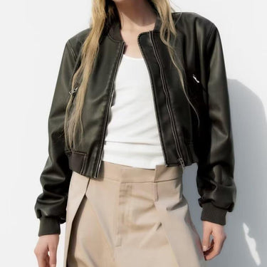 Pilot Faux Leather Bomber Jacket