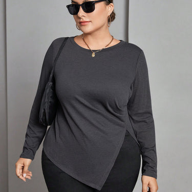 Alysa Curvy + Long Sleeve Asymmetric Top