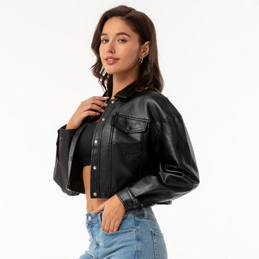 Stan Faux Leather Cropped Jacket