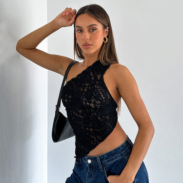 Wednesday Asymmetric Lace Tops