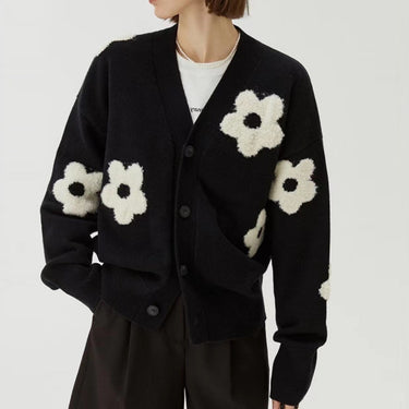 Daisy Jacquard Knitted Oversized Cardigan