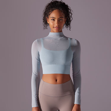 Lauren Mesh Yoga Long Sleeve Crop Top