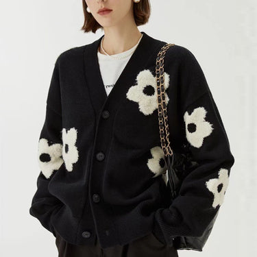 Daisy Jacquard Knitted Oversized Cardigan