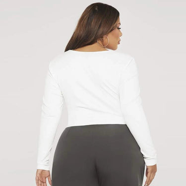 Sasha Curvy + Knitted Long Sleeves Top