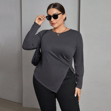 Alysa Curvy + Long Sleeve Asymmetric Top