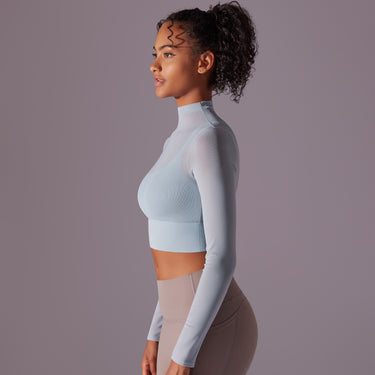 Lauren Mesh Yoga Long Sleeve Crop Top