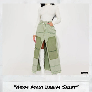 Asym Maxi Denim Skirt