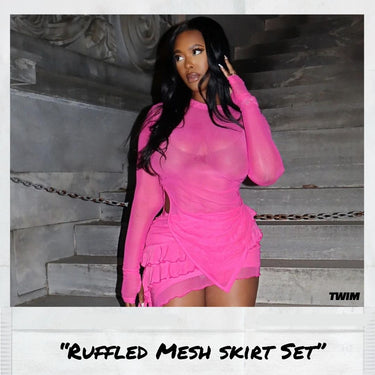 Ruffled Long Sleeve Mesh Set