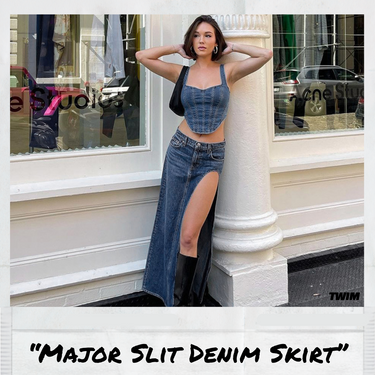 Major Slit Maxi Denim Skirt